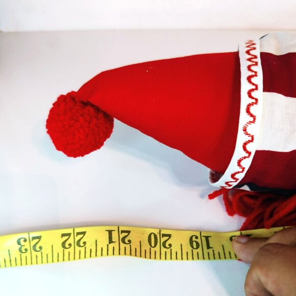 Handmade Vintage Patriotic Clown Doll With Red Hat & Star-Striped Outfit 22-Inch - Picture 4 of 4